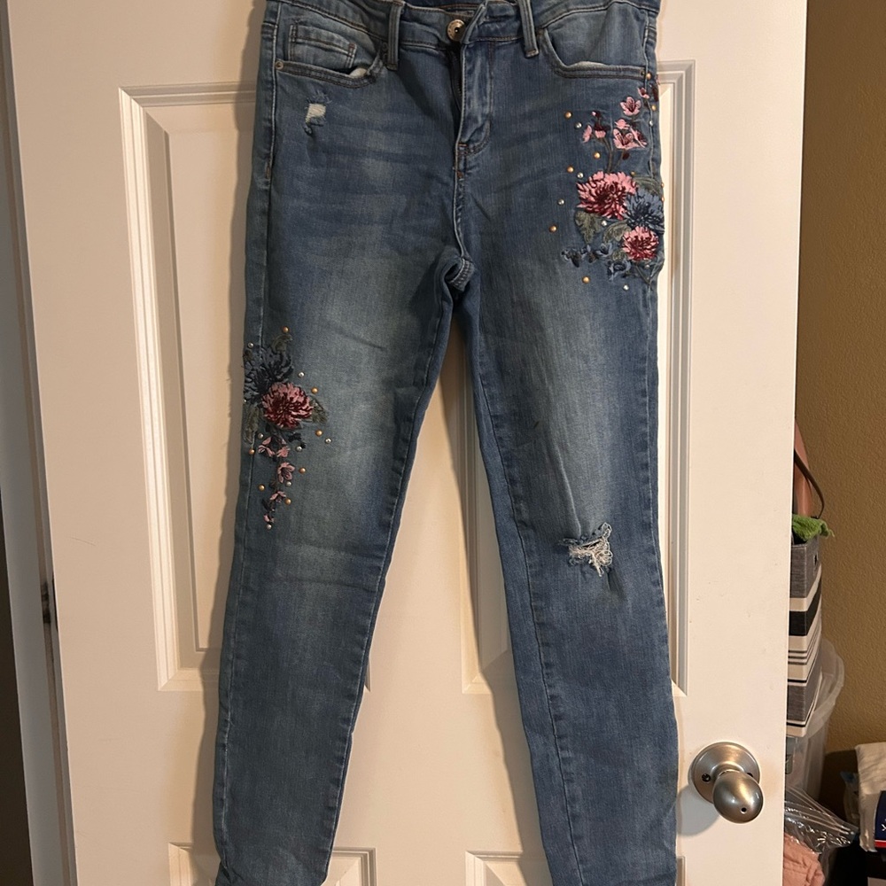 Embroidered Blue Women's Jeans